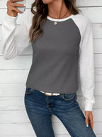 Waffle Knit Raglan Sleeve T-shirt (2)