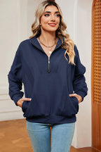 Half Zip Dropped Shoulder Sweatshirt (6)
