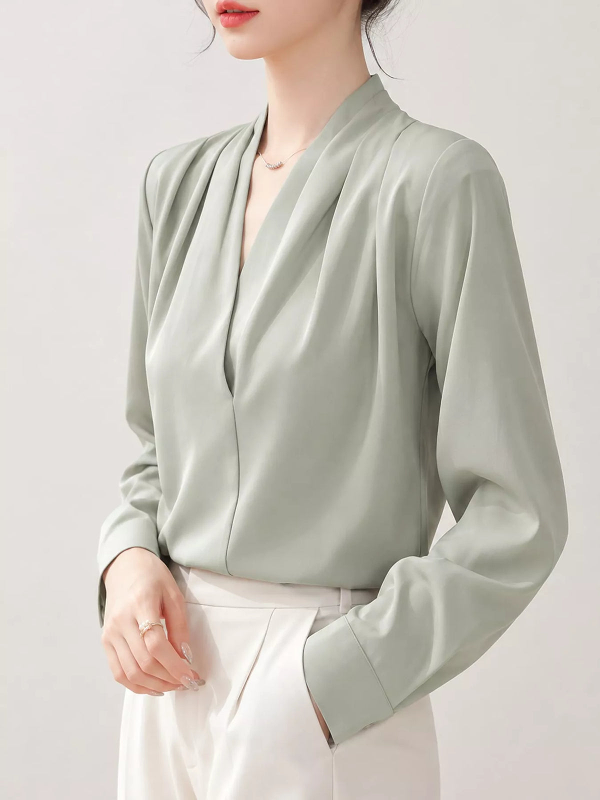 Long Sleeve Satin Blouse (10)