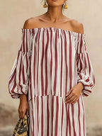 Off-shoulder Striped Maxi Dress (12)