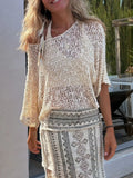 Crochet Boat Neck Knit Cover Up