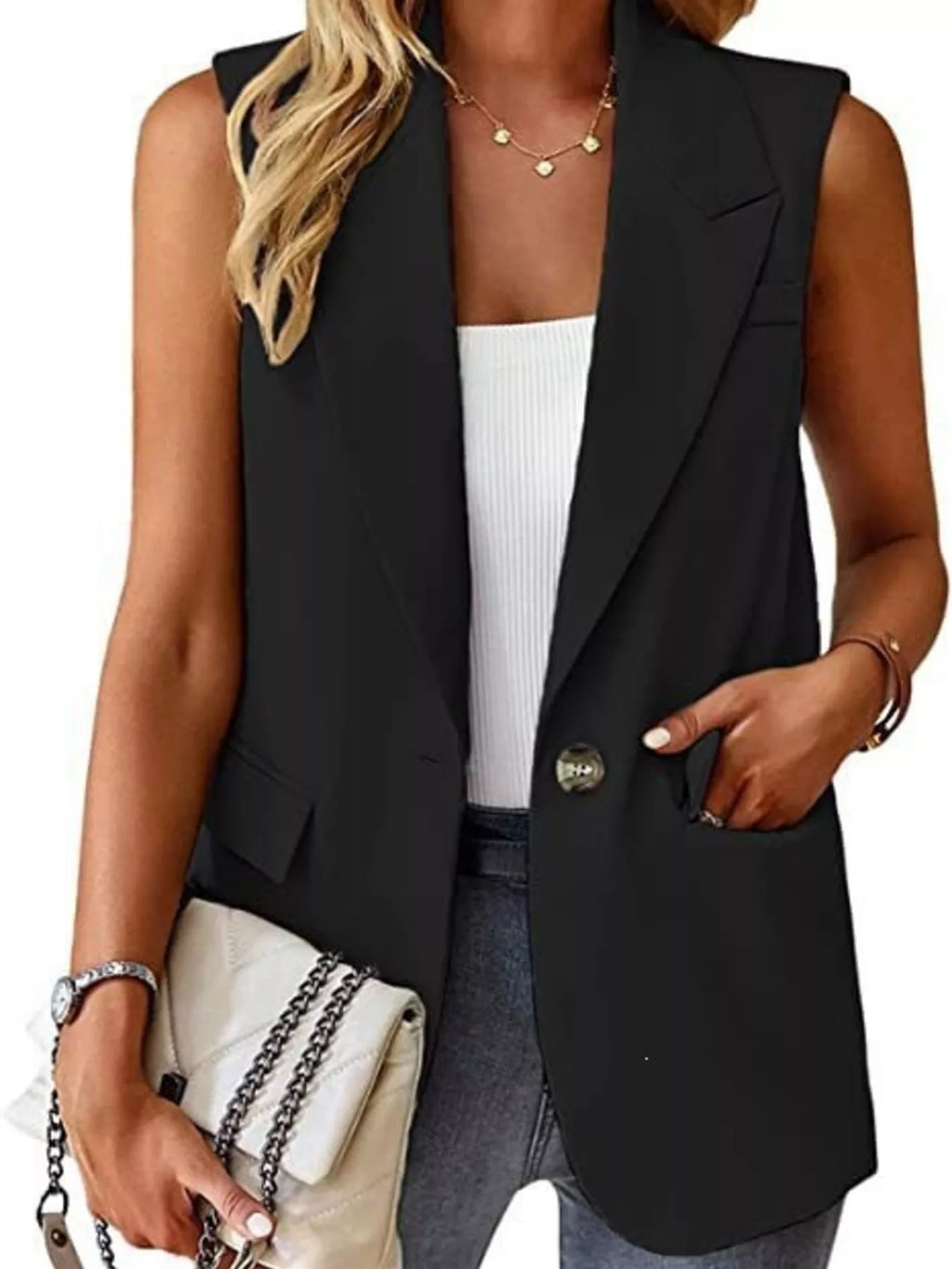 One Button Blazer Vest (2)