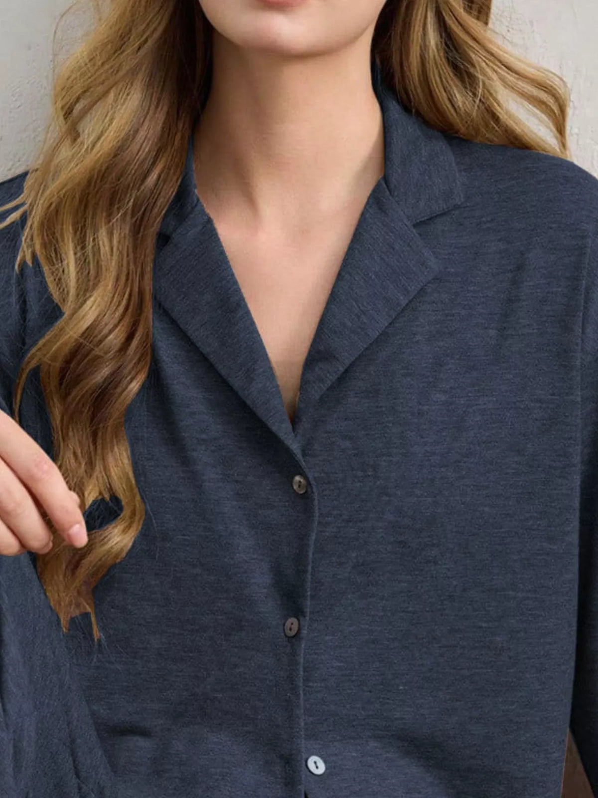 Button-down Top Wide-leg Pants Lounge Set (17)