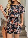 Floral Print Crop Top Shorts Set