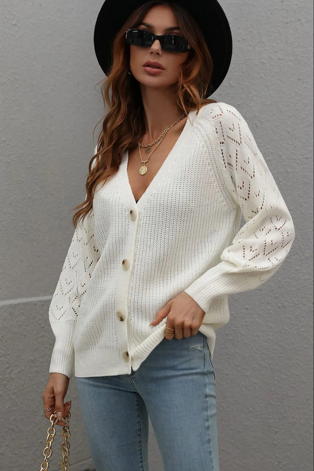 Rib-knit Plunge Raglan Sleeve Cardigan (5)