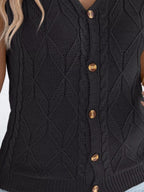 Texture Knit Button Up Cap Sleeve Cardigan (12)