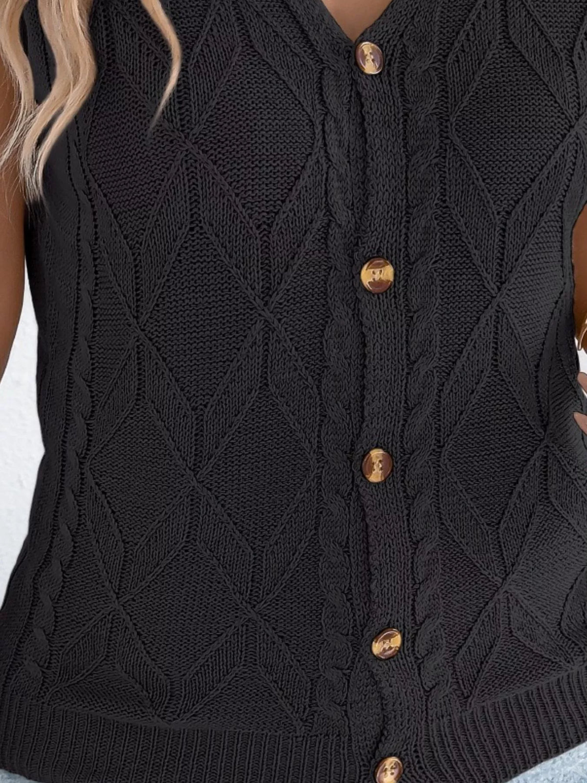 Texture Knit Button Up Cap Sleeve Cardigan (12)