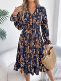Floral Print Ruffle Hem Flounce Sleeve A-line Dress