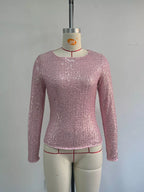 Sequin Long Sleeve Crop T-shirt (11)