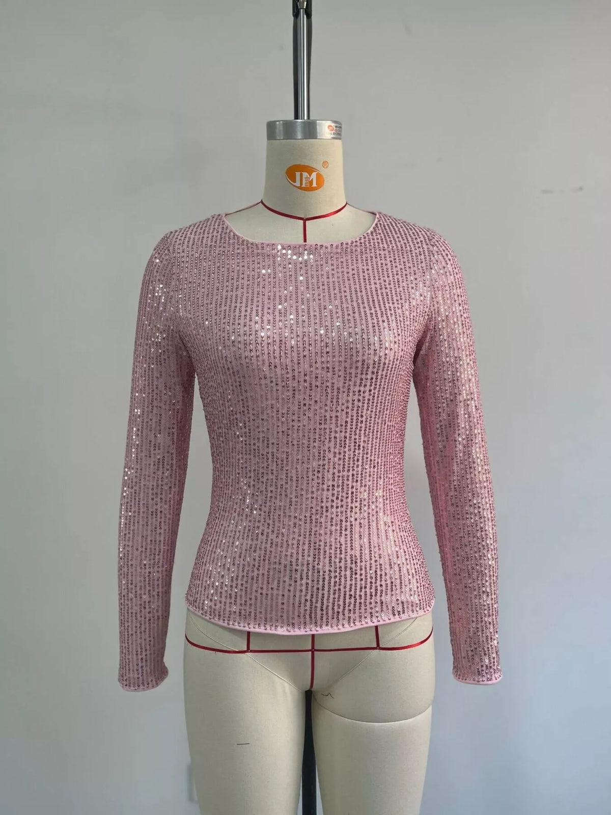 Sequin Long Sleeve Crop T-shirt (11)