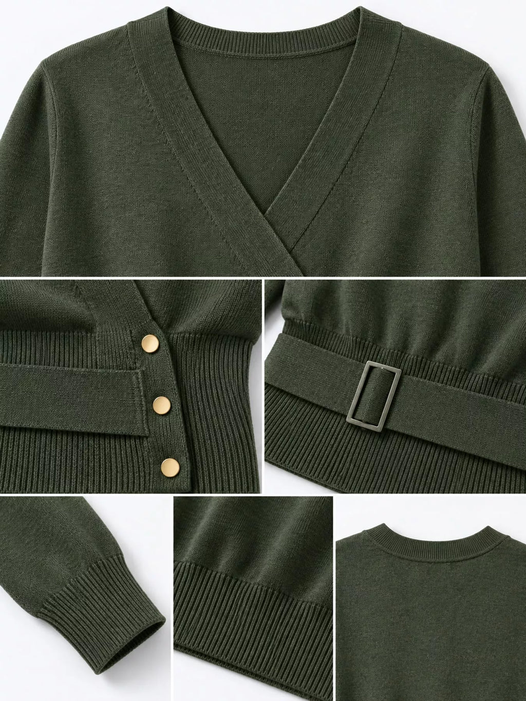 Surplice Elastic Waist Long Sleeve Knit Top (34)