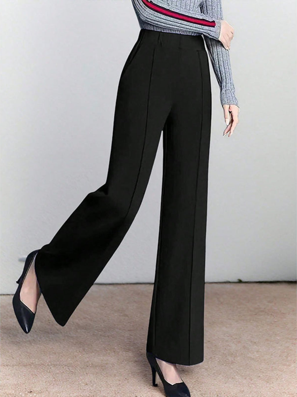 High-waisted Wide Leg Pants Elegant Center-seam Tailoring (3)