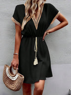 V-neck Short Sleeve Mini Dress (9)