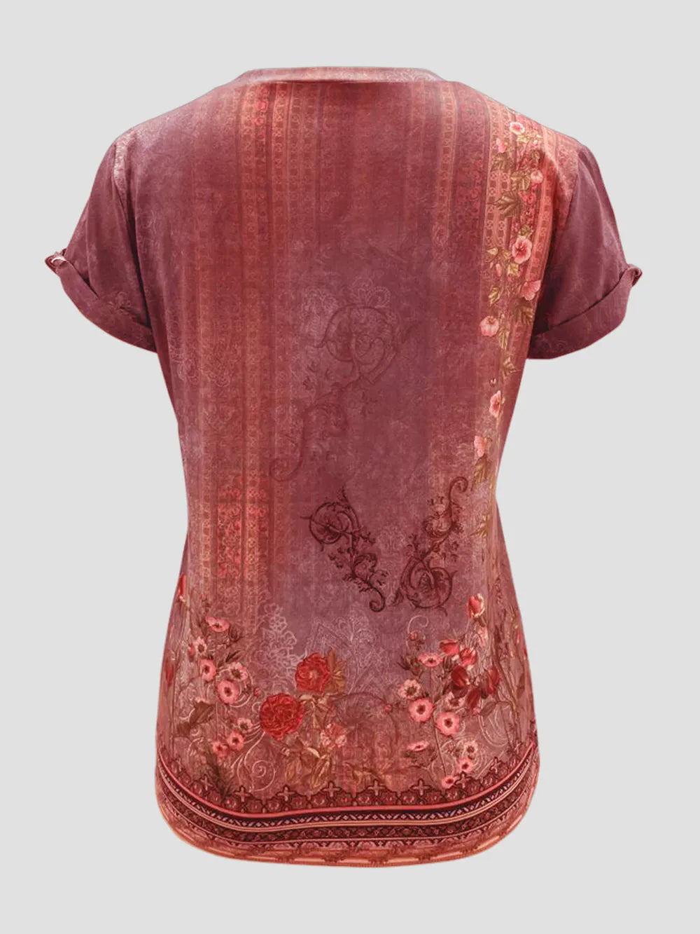 Printed Round Neck Short Sleeve T-shirt (5)