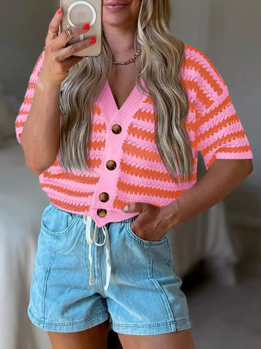 Striped Button Up Cardigan (2)