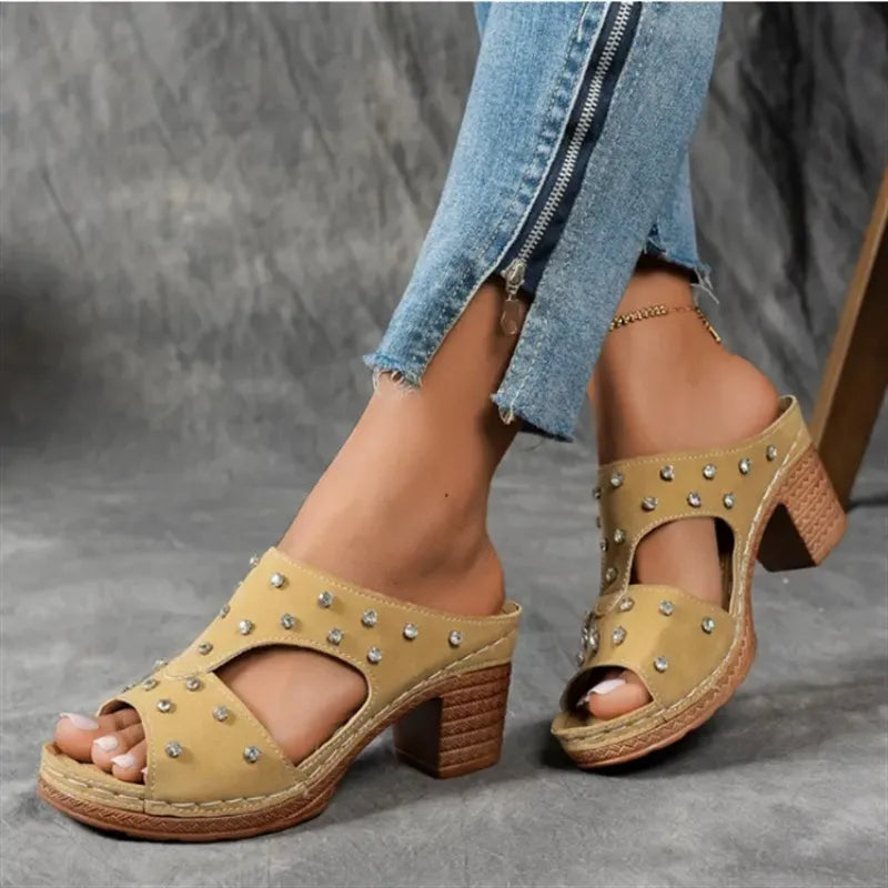 Open Toe Block Heel Sandals (3)