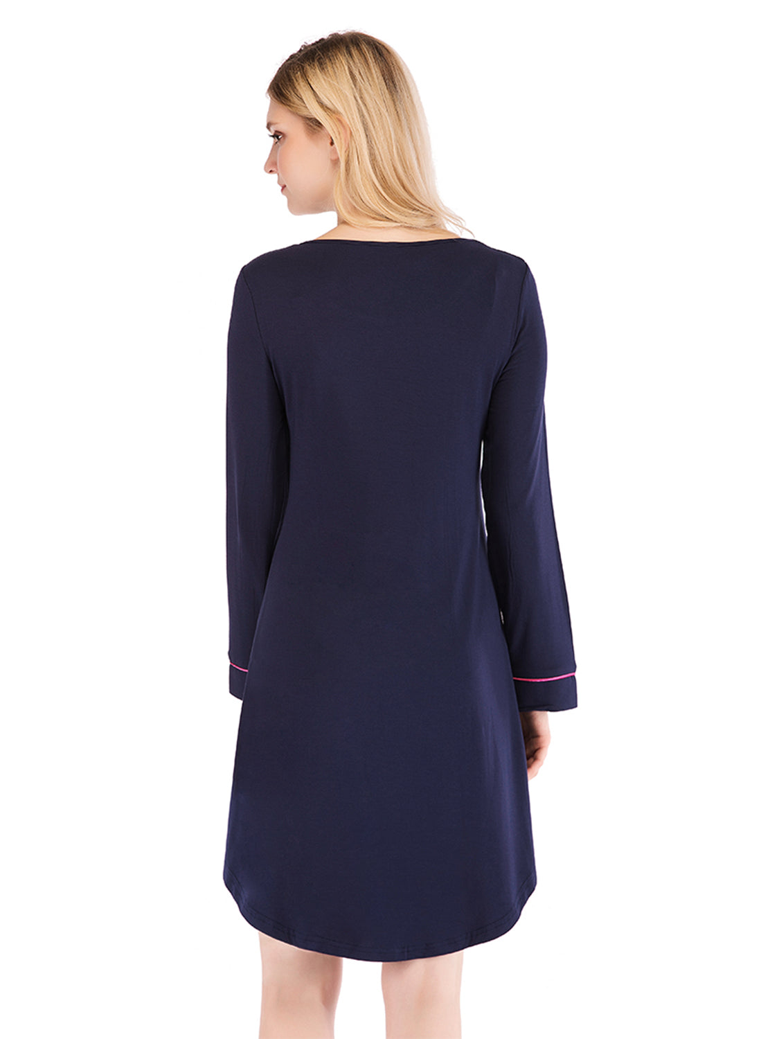 Round Neck Night Dress Pocket (2)