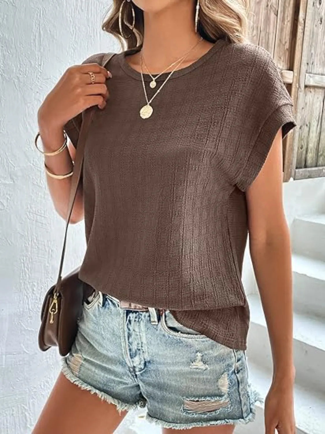 Round Neck Cap Sleeve T-shirt (8)