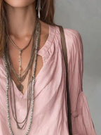 Notched Balloon Sleeve Blouse (9)