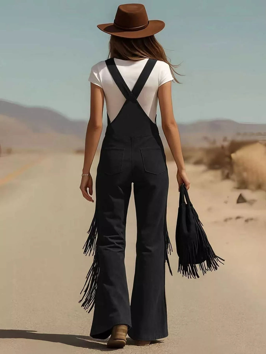 Fringe Detail Flare Leg Overalls (6)