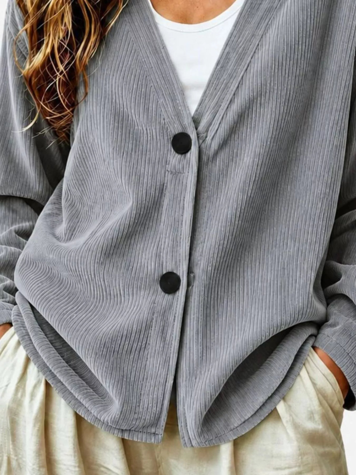 Casual Corduroy Button-up Cardigan (10)
