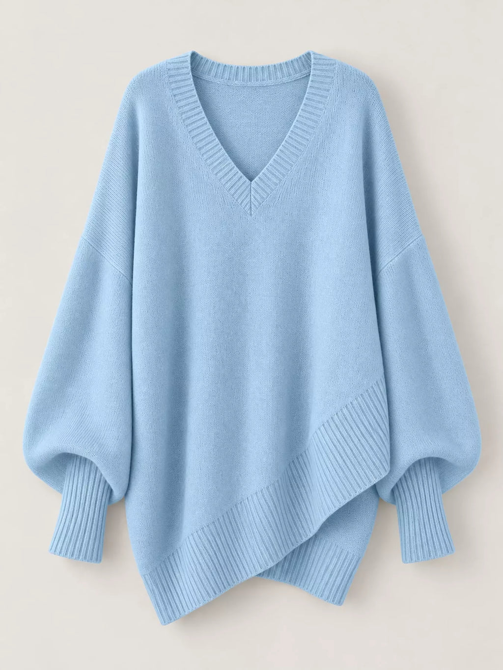 Full Size V-neck Oversized Batwing Sleeve Sweater Plus (9)