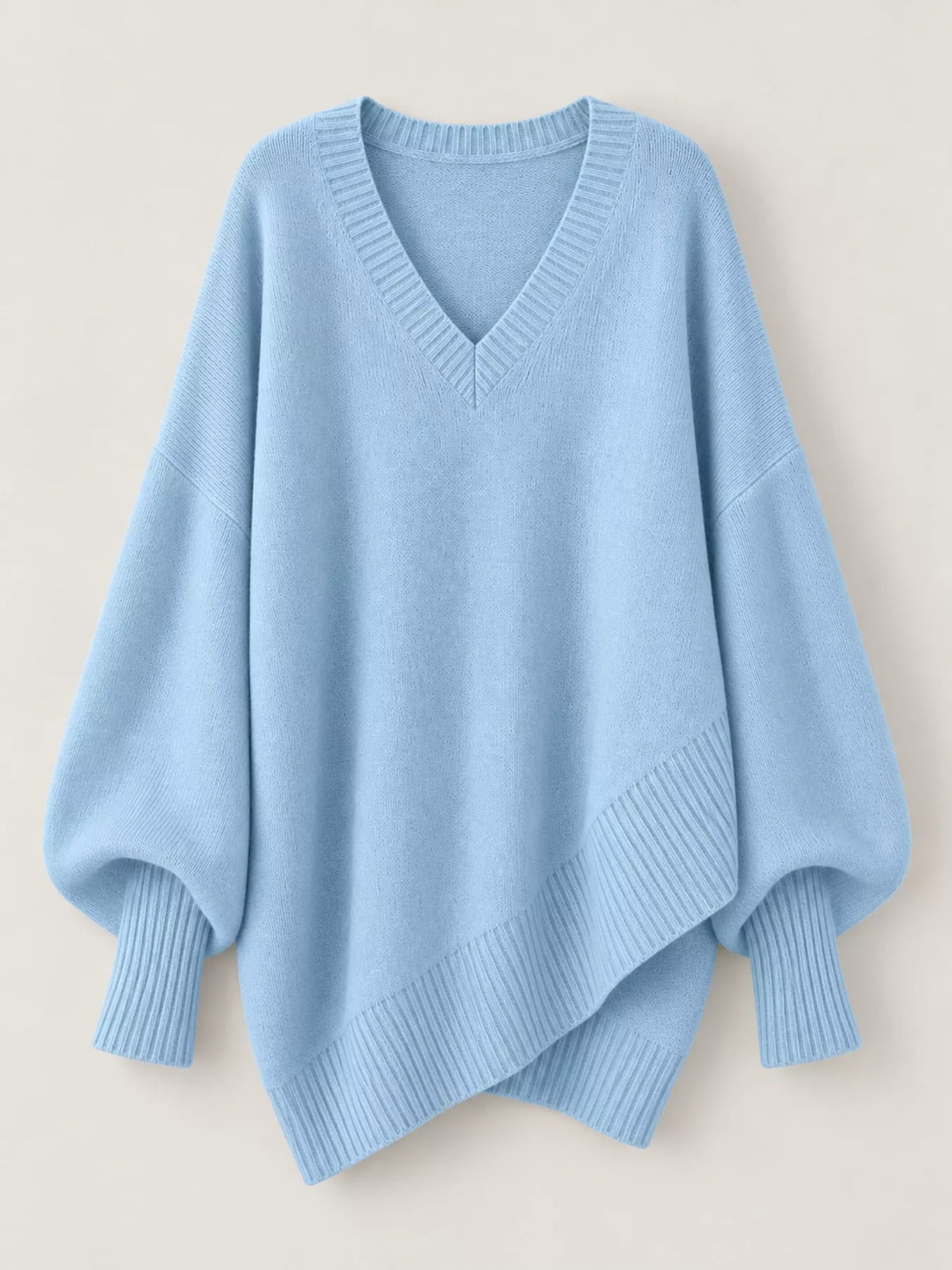 Full Size V-neck Oversized Batwing Sleeve Sweater Plus (9)