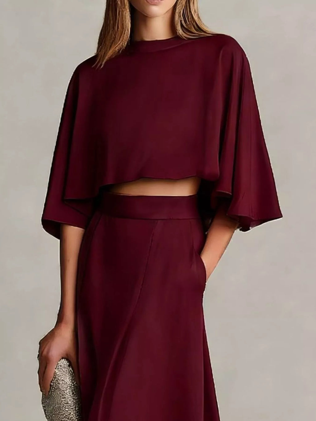 Full Size Satin Crop Top Maxi Skirt Two-piece Set Plus (5)