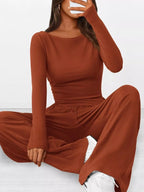 Long Sleeve Top Wide Leg Pants Set