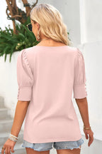 Round Neck Lantern Sleeve Blouse (12)
