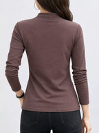 Full Size Slim-fit Mock Neck Long Sleeve Basic T-shirt Plus (27)