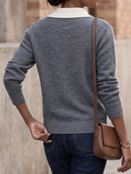 Contrast Collar Quarter Zip Sweater (6)