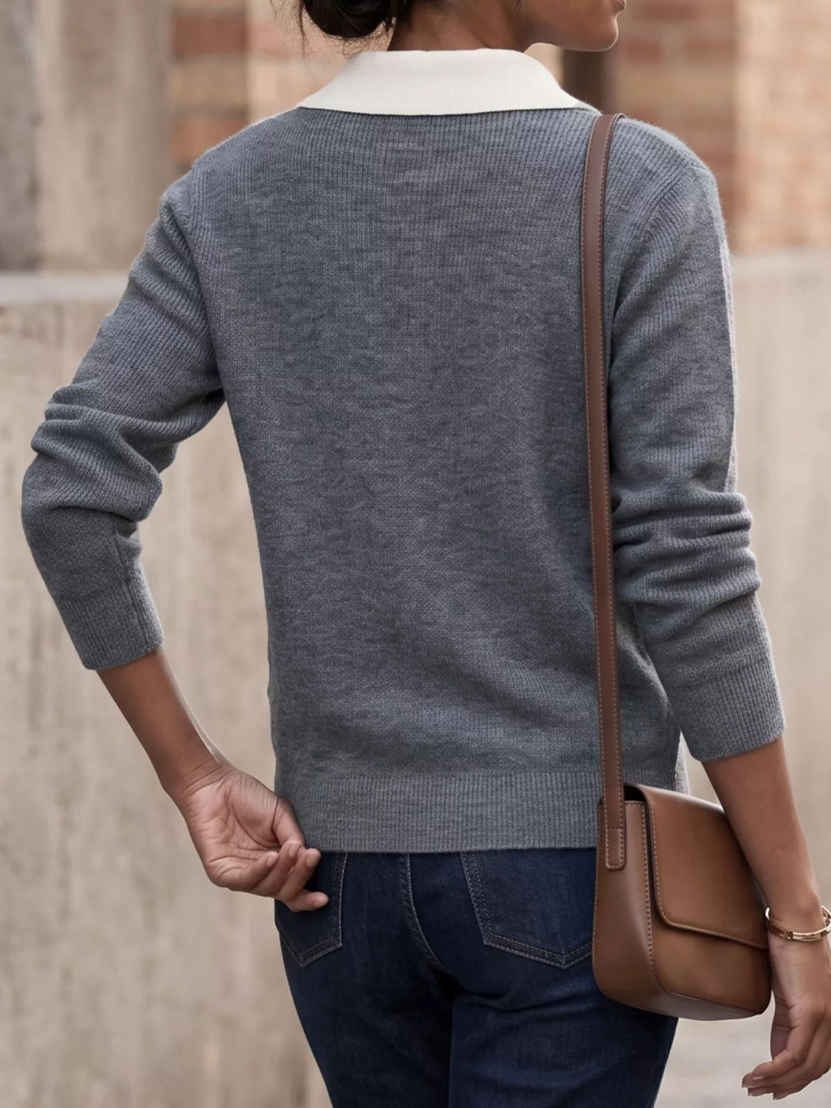 Contrast Collar Quarter Zip Sweater (6)