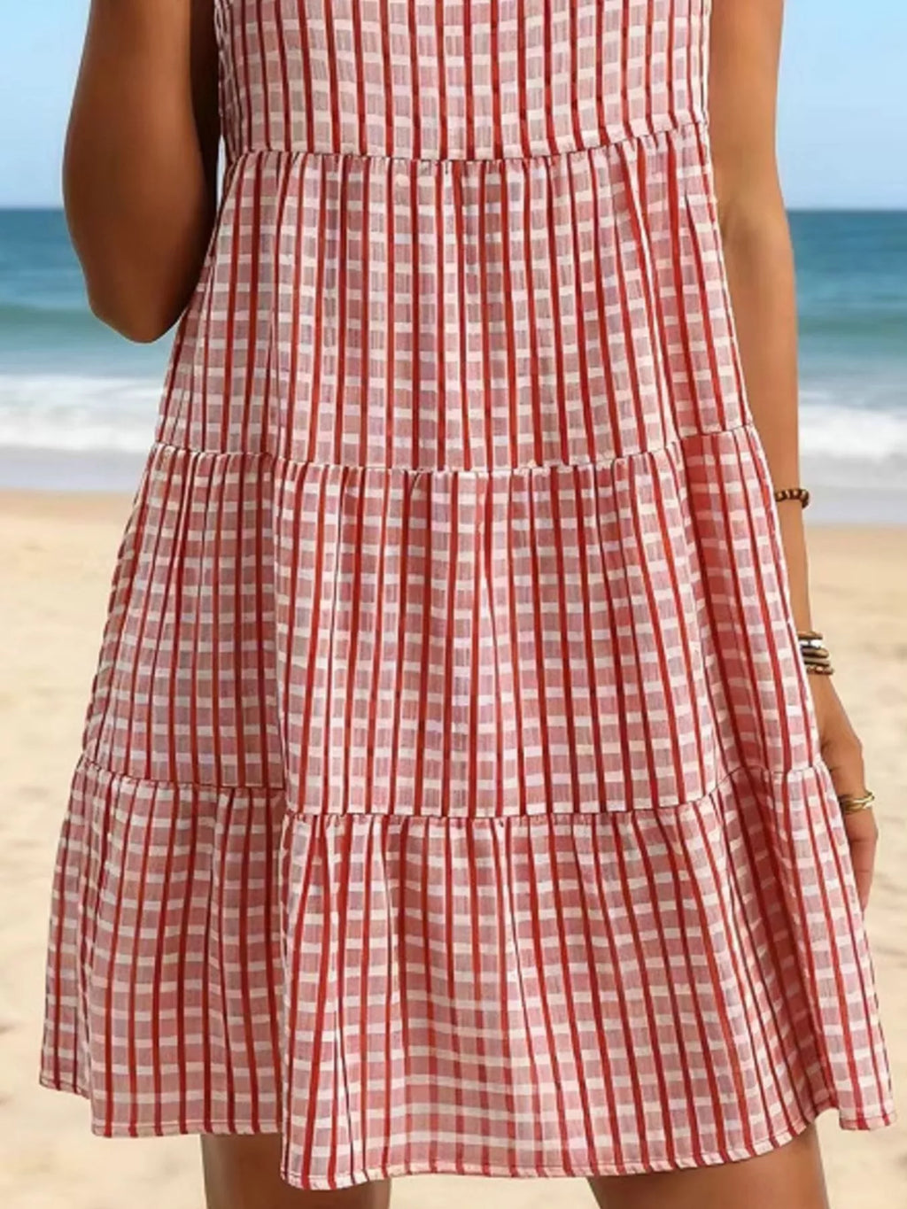Textured Sleeveless Tiered Mini Dress (8)