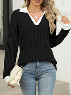 Ribbed Knit Long Sleeve T-shirt (11)