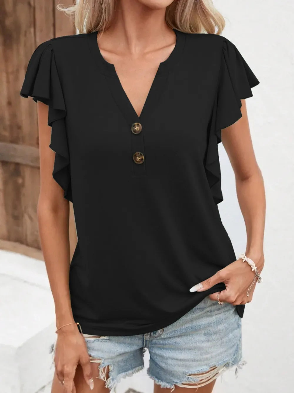 Notched Cap Sleeve T-shirt (10)