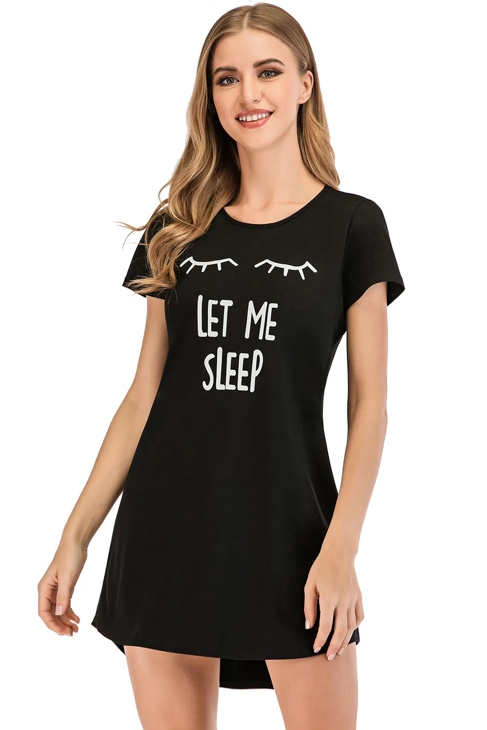 Graphic Round Neck Short Sleeve Lounge Dress (13)