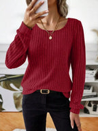 Ribbed Knit Long Sleeve T-shirt (11)