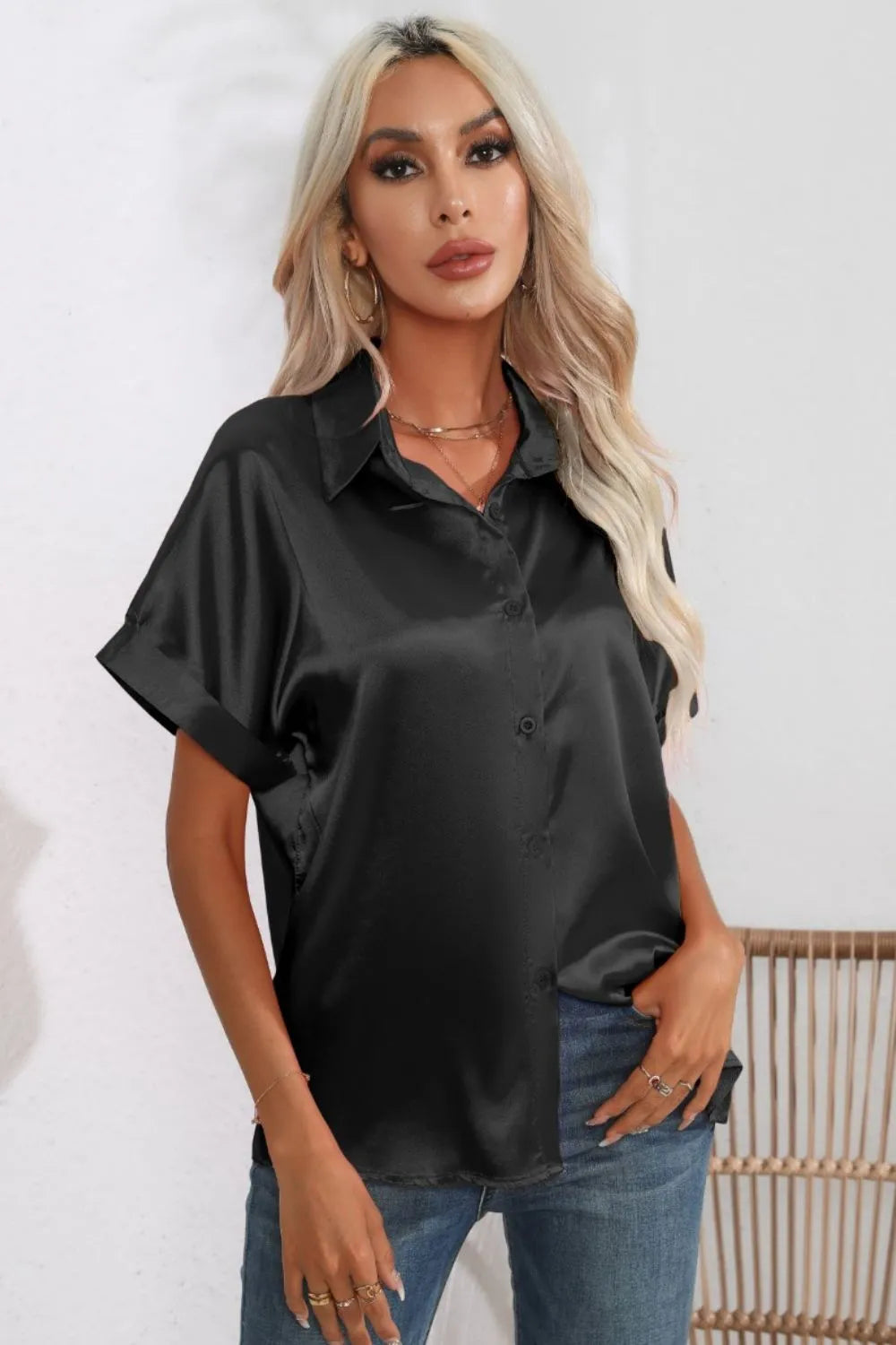 Collared Neck Short Sleeve Shirt (22)
