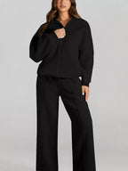 Drop Shoulder Zip Up Jacket Drawstring Pants Active 2pcs Set (16)