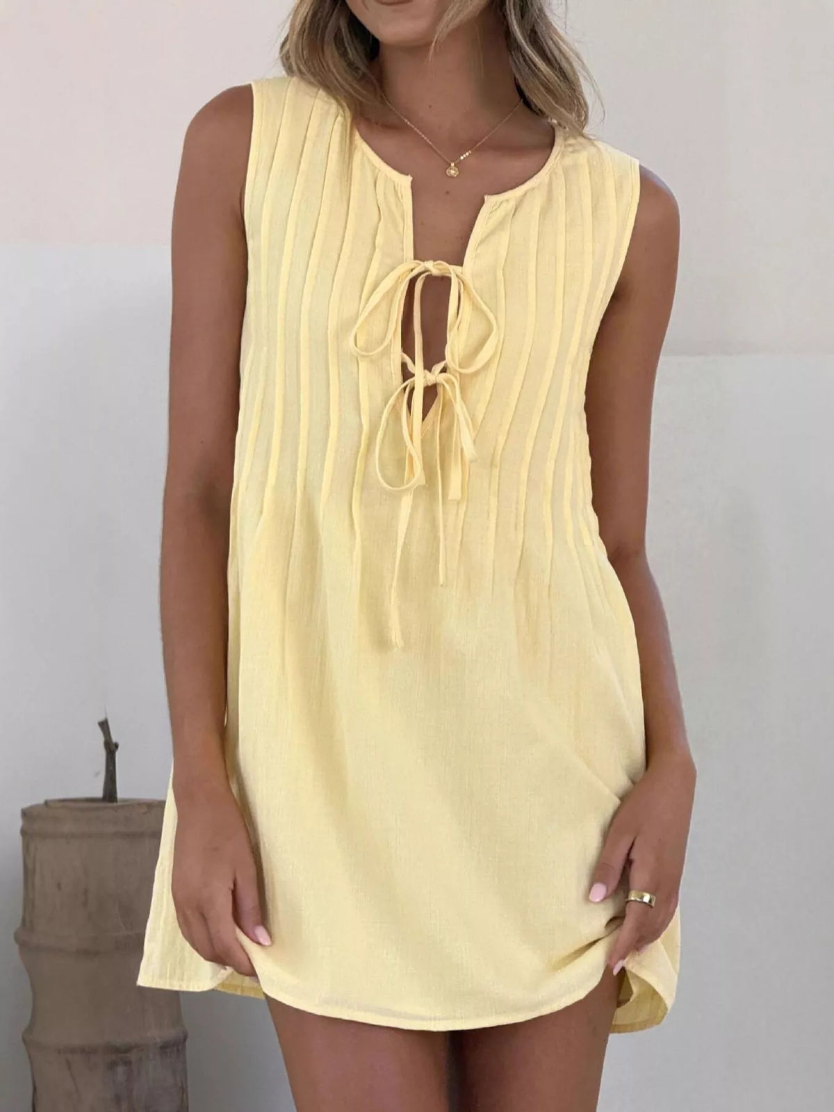 Sleeveless Tie-front Mini Dress (9)
