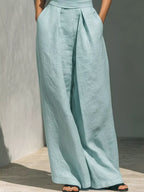 Full Size Turtleneck Sleeveless Top Wide Leg Pants Set Plus (6)