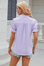 Eyelet Johnny Collar Short Sleeve Blouse (20)