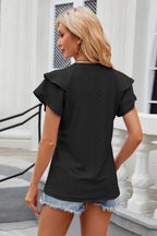 Eyelet Notched Short Sleeve T-shirt (20)