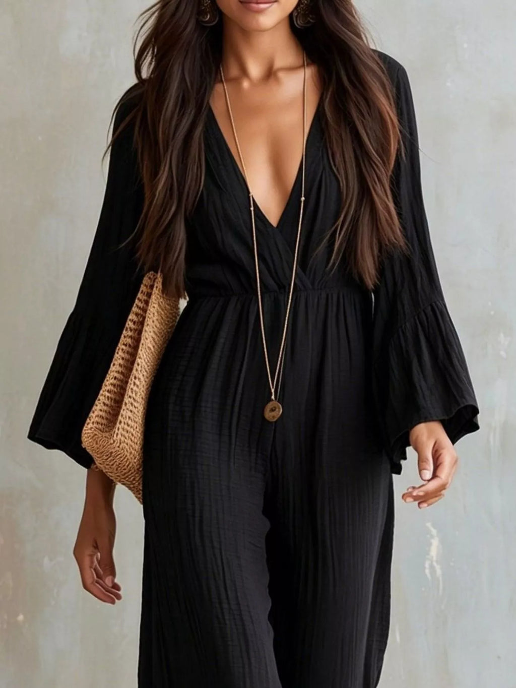 Textured Flare Sleeve Jumpsuit (6)