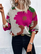 Floral Pattern Round Neck Sweater (19)