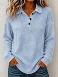 Full Size Waffle Knit Dropped Shoulder Polo Top Plus