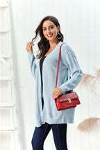 Cable-knit Open Front Long Sleeve Cardigan (16)