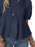 Ruched Tiered Puff Sleeve Blouse (24)