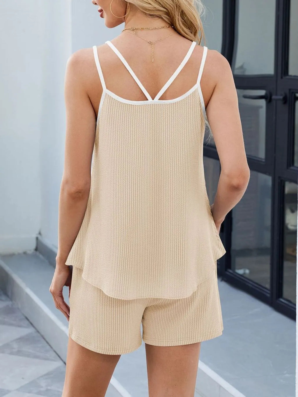 Double Spaghetti Strap Cami Shorts Set (10)